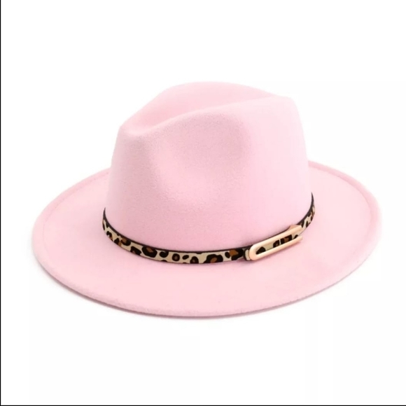 Other - Pink Unisex Fedora Hat with Animal Print Belt